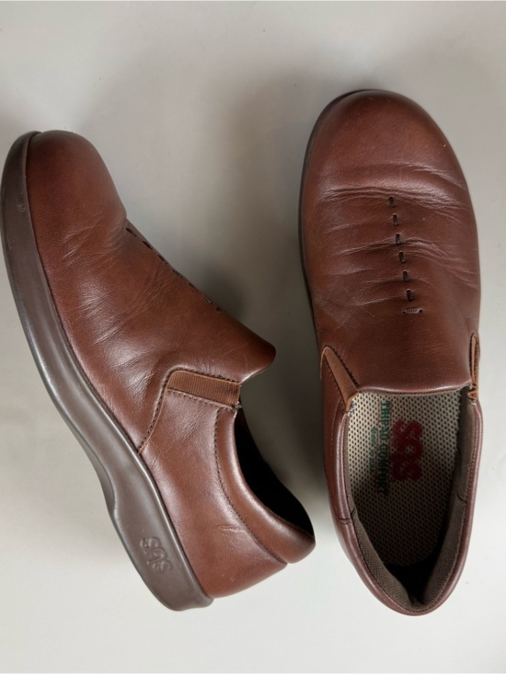SAS Tripad Comfort Women’s Brown Leather Slip On Loafers Shoes 8 FLAWED